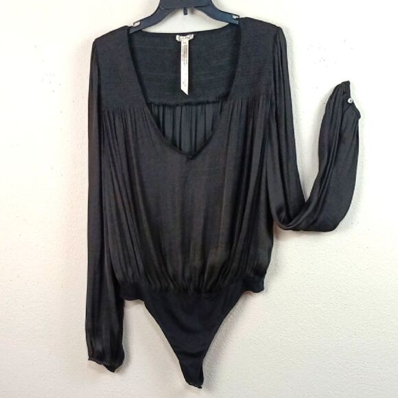 Free People Intimately Smokin N Rockin Black Bodysuit Sz M Whimsigoth, Fairygoth - Picture 2 of 12